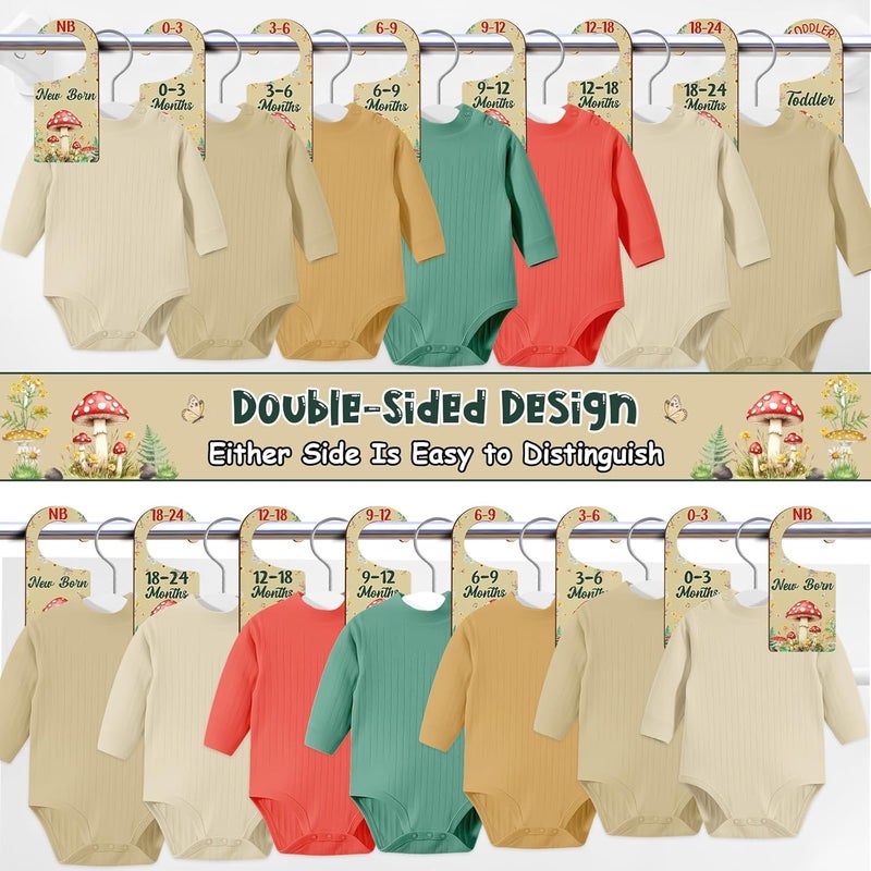 CORNER LACE Baby Closet Dividers 8PCS, Mushrooms Themed Wooden Double-Sided Clothes Size Hanger/Organizer from Newborn to Toddler for Nursery Decor Baby Shower Birthday Gender Reveal Party Gift - Image 2